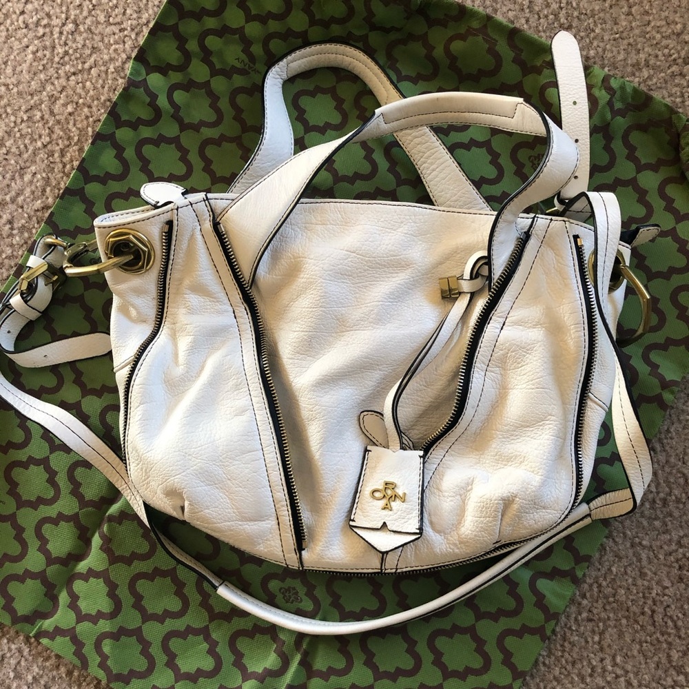 orYany white leather satchel purse